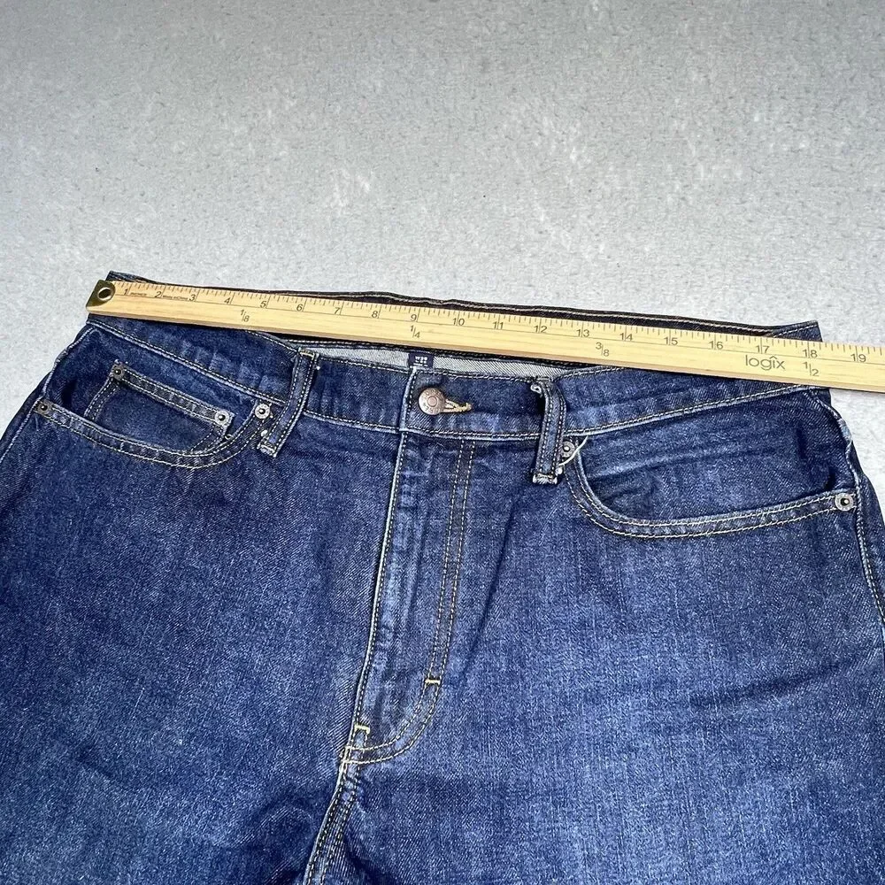 J. Crew Straight Jeans Mens Size 36 Dark Wash Blue Comfy Stretchy Denim